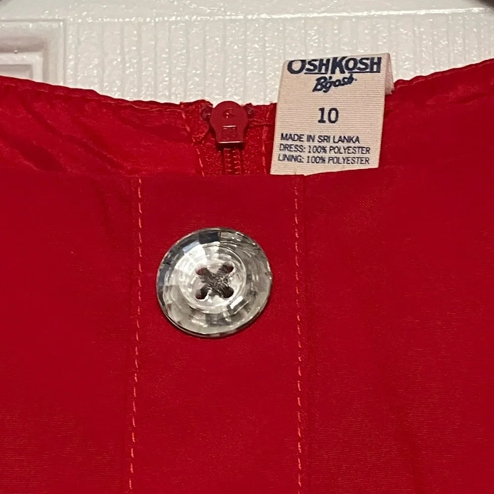 Osh Kosh B’Gosh red girls sleeveless button front zip July 4th Christmas dress